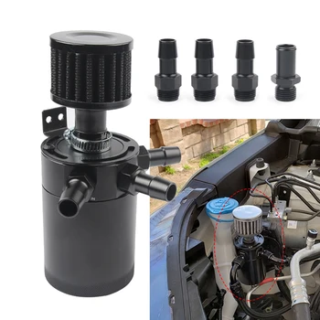 

Universal Aluminum 3-port Oil Catch Can Tank with Breather Filter Engine Mini Oil Separator