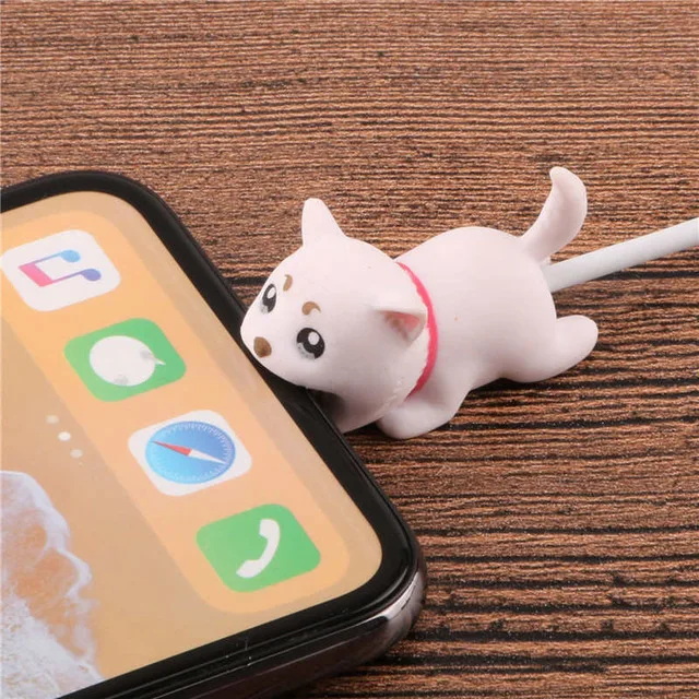 Кукла животного из мультфильма, кабель для защиты от укуса, органайзер для намотки, держатель для провода для iPhone 5 6s 7 8 plus x Кабель - Цвет: Cat