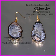 5 пар модные натуральные серьги со стеклянным камнем золотого цвета ободок друзы ломтик амулет с крюком серьги