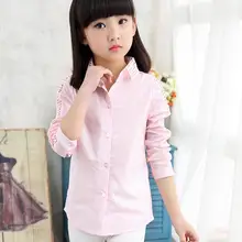 Коллекция года, Осенняя детская одежда, блузки для девочек, повседневная хлопковая блузка с длинными рукавами и вырезами для маленьких девочек, детские Рубашки, Топы