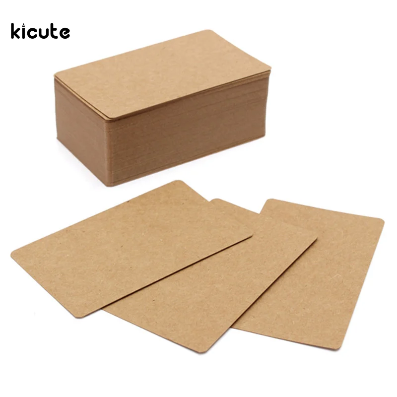 

100Pcs Kraft Paper Label DIY Bookmark Blank Tags Retro Painting Written Word Message Note Card DIY Gift 9X5.5cm