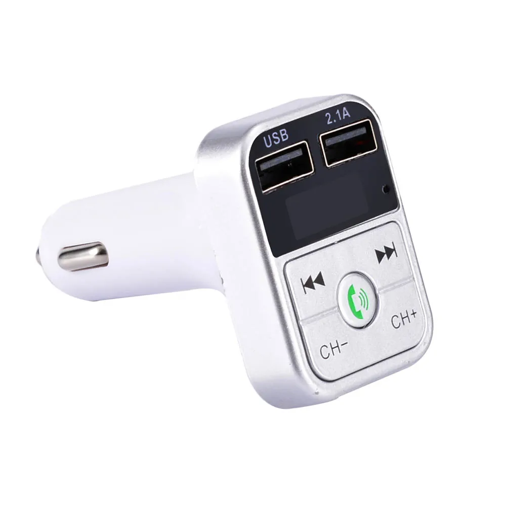 Автомобильное двойное USB зарядное устройство Bluetooth Mp3 плеер Поддержка громкой связи вызов Авто B2 автомобильный fm-передатчик беспроводной радио адаптер Высокое качество - Название цвета: Серебристый