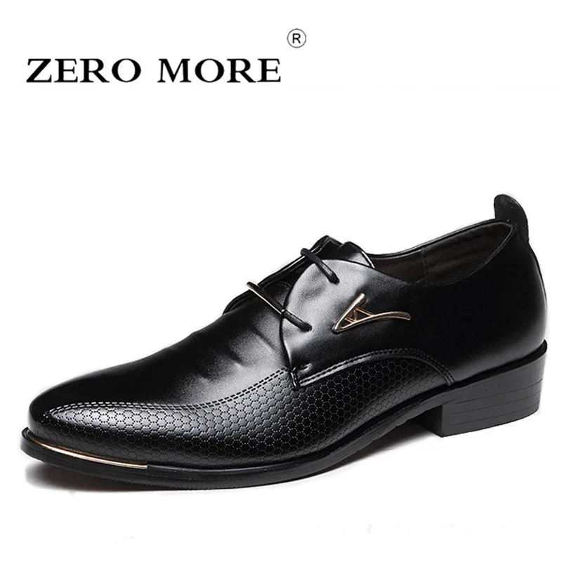 

ZERO MORE Mens Shoes Casual Large Sizes Plaid Pointed Toe Designer Shoes Men Fashion Lace Up Derby Shoes Male Formal Dress