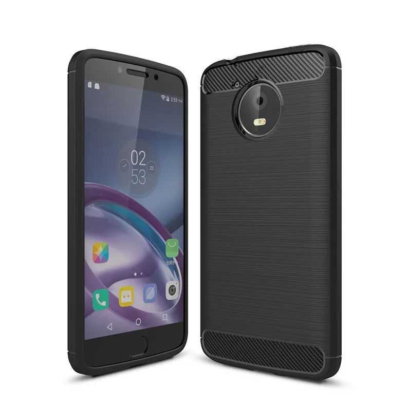 For Motorola Moto E4 Plus (USA) Brushed Tpu Case Decorated Carbon Fiber for Back Cover Phone Shell (X0418) |