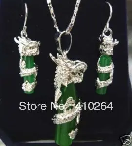 Wholesale_jewelry_wig$ зеленый камень круг Дракон ювелирные изделия Цепочки и ожерелья серьги комплект ювелирных изделий