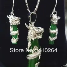 Wholesale_jewelry_wig$ зеленый камень круг Дракон ювелирные изделия Цепочки и ожерелья серьги комплект ювелирных изделий
