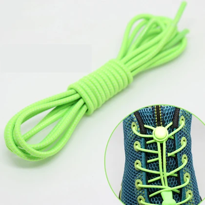 Leyou 100 см новые эластичные шнурки без галстука для бега/спорта, шнурки с быстрым замком, шнурки для обуви, цветные шнурки для ленивых ботинок - Цвет: Green luorescence