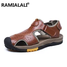 Ramialali/Мужская обувь; повседневные мужские сандалии из натуральной кожи; летние мужские пляжные сандалии; уличные сандалии; Hombre