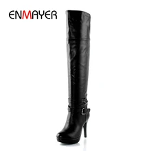 ENMAYER New Fashion Women Boots Over-the-Knee boots for women round toe high heel buckle boots Big size 34-43 ZYL620 ENMAYER New Fashion Women Boots Over-the-Knee boots for women round toe high heel buckle boots Big size 34-43 ZYL620