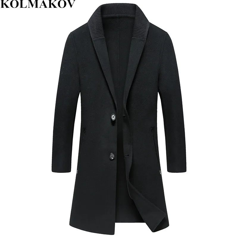 2018 новые мужские черные шерстяные пальто Masculino Double-faced Wool толстые зимние куртки мужские Бизнес мужские длинные ветровки M-3XL