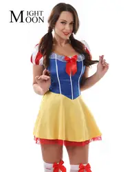 MOONIGHT плюс размеры Белоснежка костюм для женщин сексуальная сказка Хэллоуин косплэй карнавальный нарядное платье