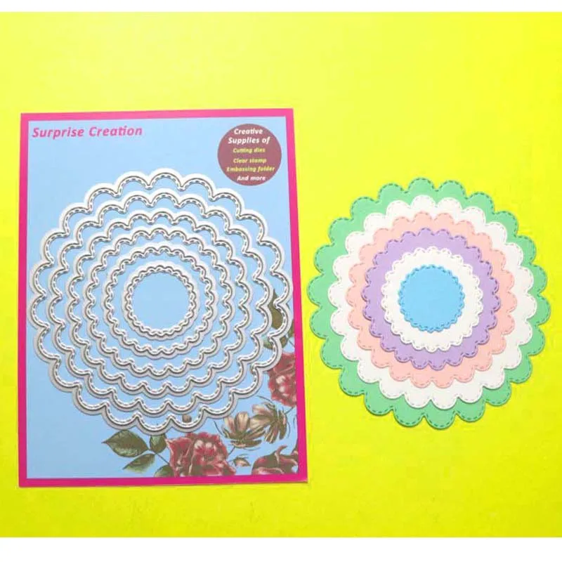 2-Set Cutting dies Circle& Oval with stitch Cardmaking& Scrapbooking DIY Craft stencil