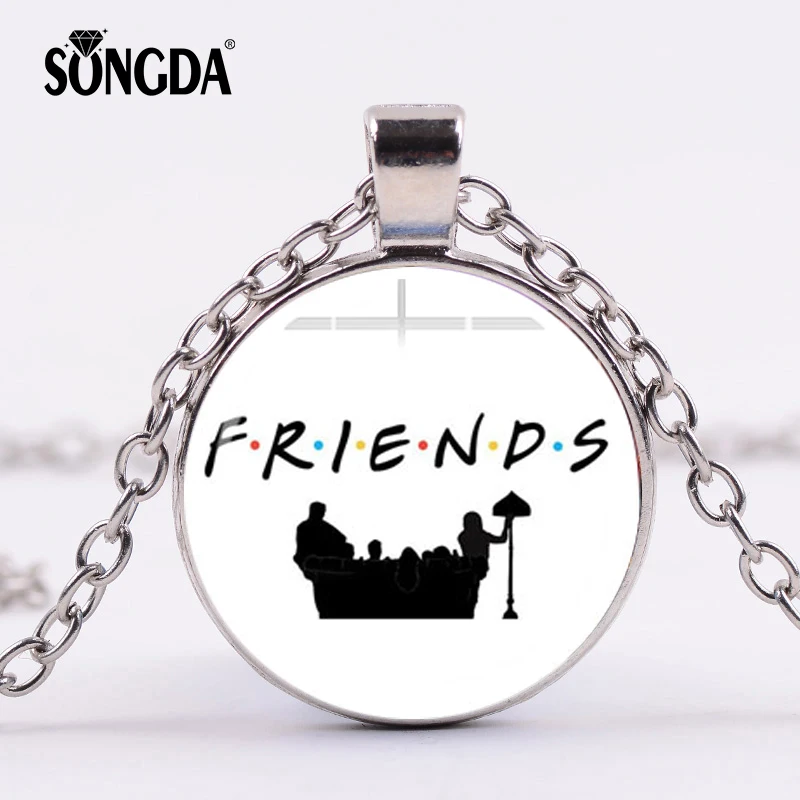 

SONGDA Popularity Friends TV Show Necklace Fashion Jewelry Hipster Cartoon Pattern Print Handmade Glass Gem Pendant Fans Collect
