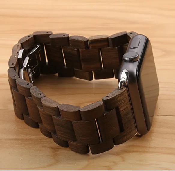 Высококачественный Браслет из черного дерева ремешок для часов cartier Apple watch iWatch