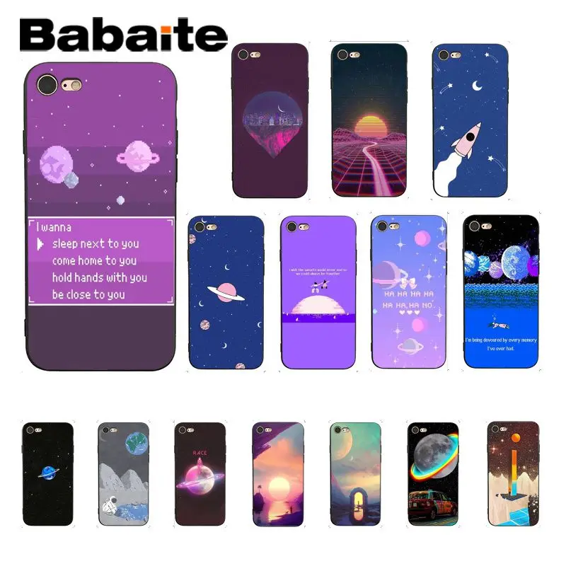 

Babaite Space vapor wave Soft Silicone TPU Phone Cover for iPhone 8 7 6 6S Plus X XS MAX 5 5S SE XR 10 Cases