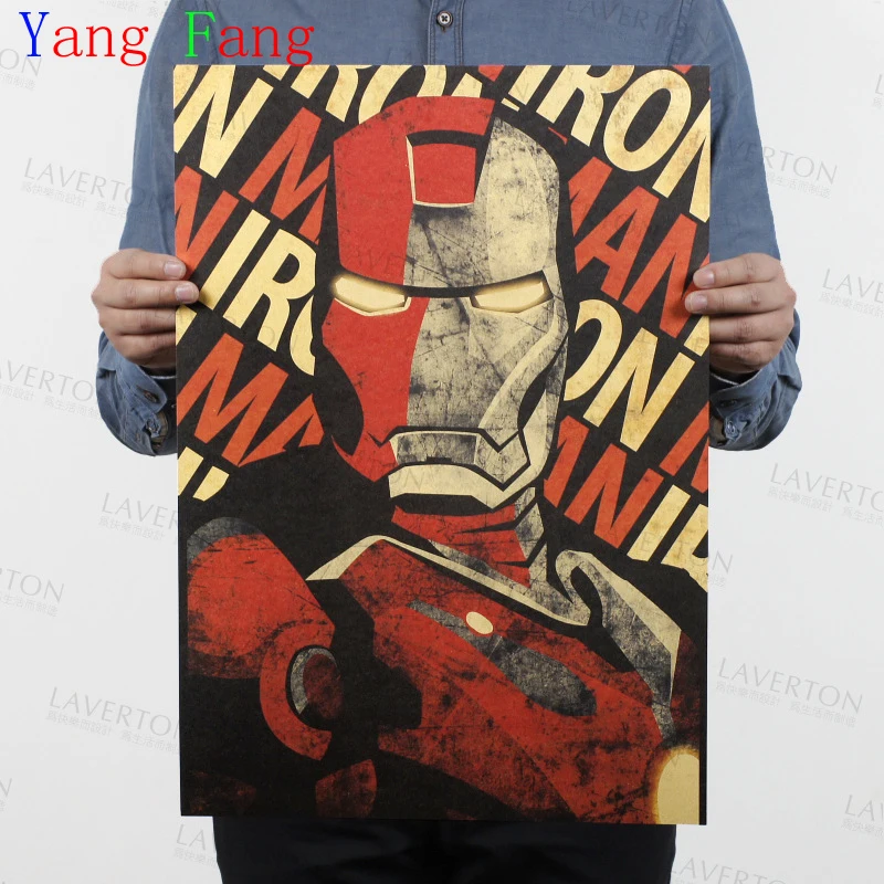 

Iron Man movie posters Vintage Retro Matte Kraft Paper Antique Poster Wall Sticker Home Decora 51*35CM