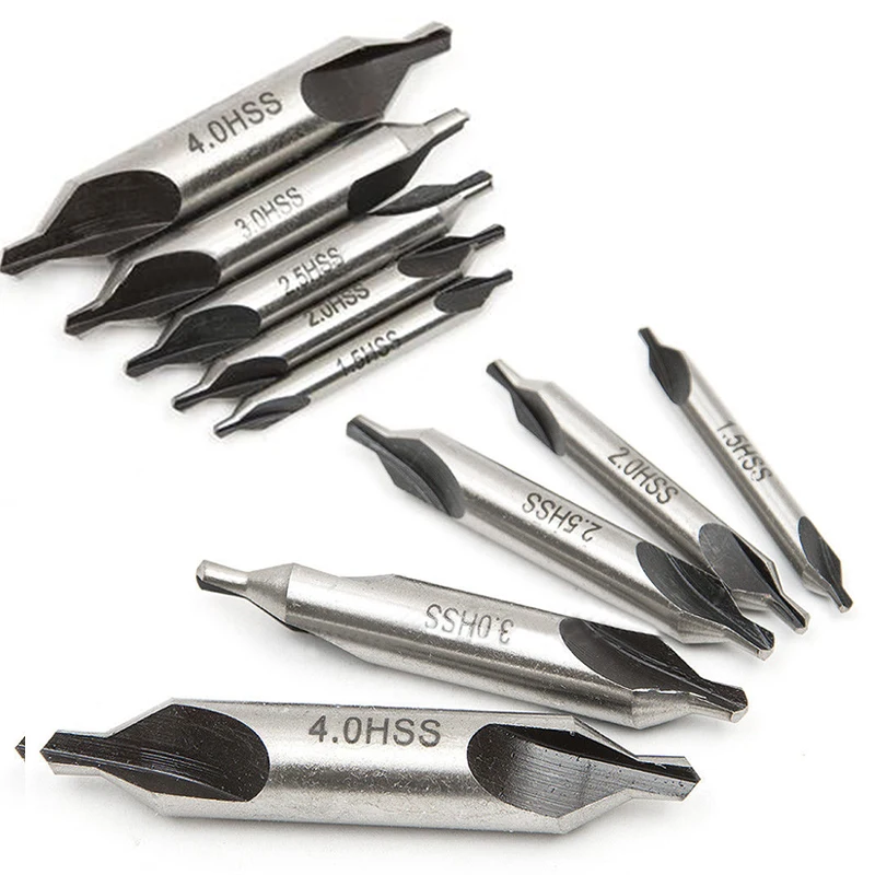 Practical 5 HSS Combined Center Drills Bits Set 60 Degree Countersink Tool Kit High Speed