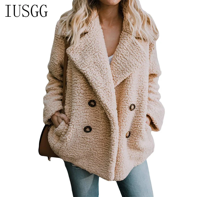 

Winter Female Cardigan Faux Fur Fleece Coat Warm Xmas Jacket Snowsuit Fleece Casual Streetwear Plush Outerwear Thick Overcoat