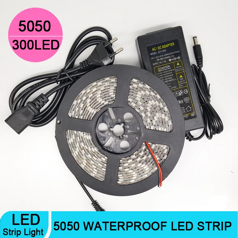 Новое поступление DC12V Светодиодная лента 5050 SMD 5 м 300led 60led/M Водонепроницаемая гибкая светодиодная лента для украшения помещений Природа/теплый белый