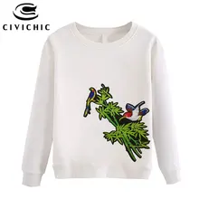 Civichic женские этнические Вышивка Футболки Harajuku o Средства ухода за кожей Шеи хлопковая футболка с длинным рукавом Толстый Пуловер oodji BTS Толстовка wlt37