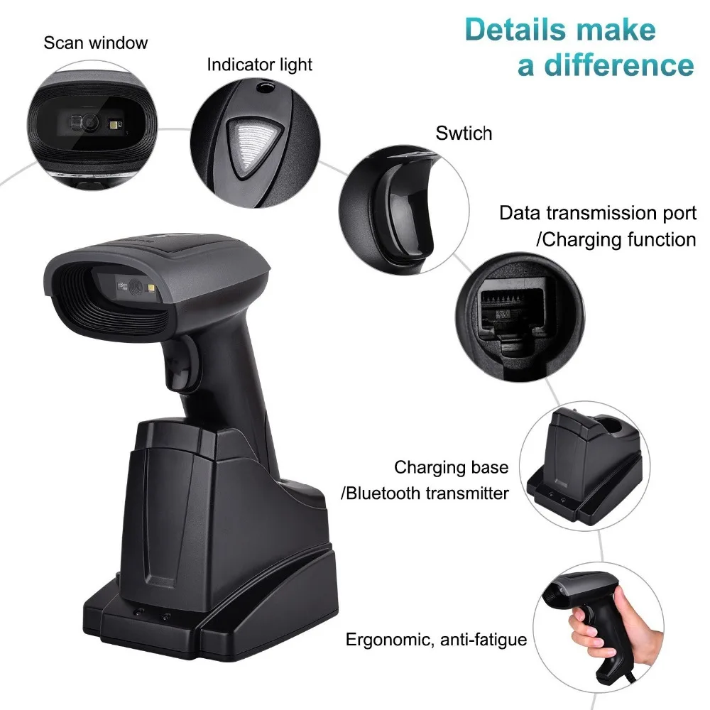 Issyzonepos بلوتوث اللاسلكية ماسحة 2D QR الباركود اليد شحن المحمول الدفع شاشة لالروبوت iOS ويندوز ماك المستمر Issyzonepos بلوتوث اللاسلكية ماسحة 2D QR الباركود اليد شحن المحمول الدفع شاشة لالروبوت iOS ويندوز ماك المستمر