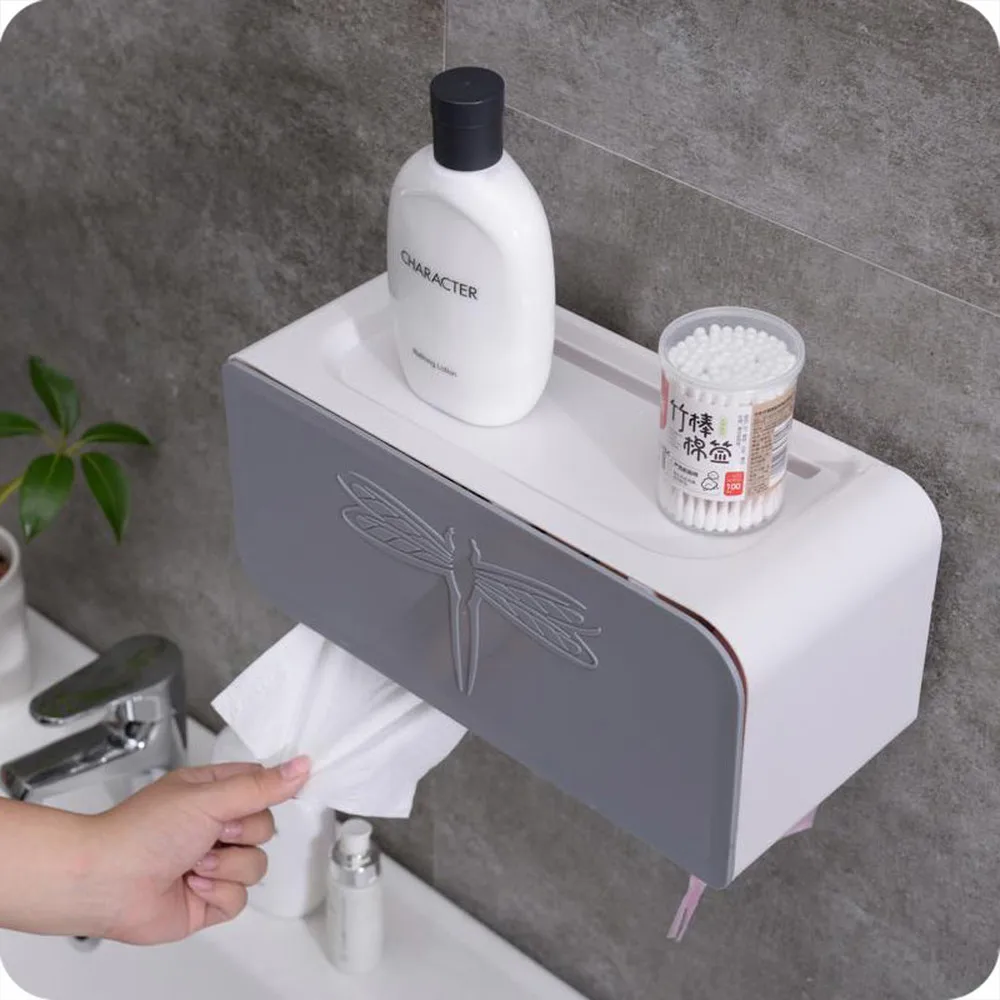 Punch free bathroom tissue box plastic tray paper roll paper waterproof