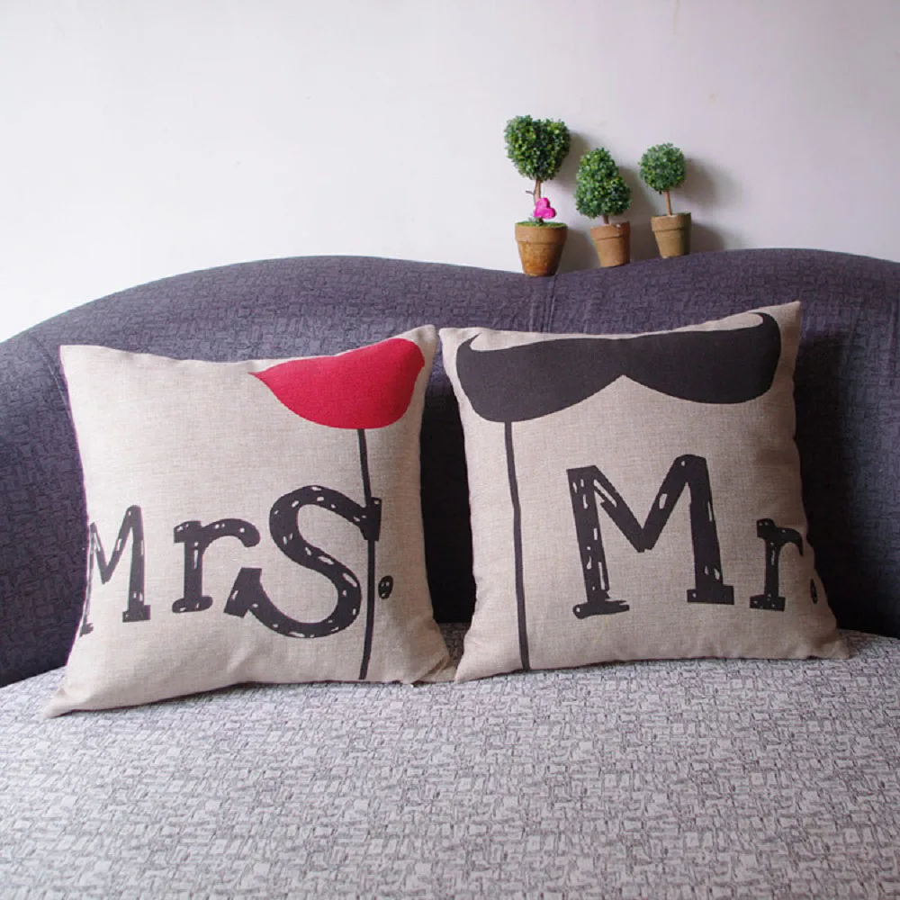 

2pcs Throw Pillow Case Square Cushion Pillow Cover Cotton Linen Pillowcase Square for Home Sofa Bed Decor 45x45cm