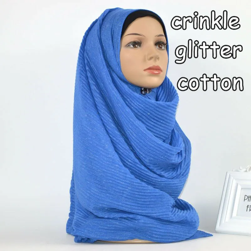 

G1 High quality cotton glitter crinkle hijab wrap headband women scarf scarves shawls 180*90cm can choose colors