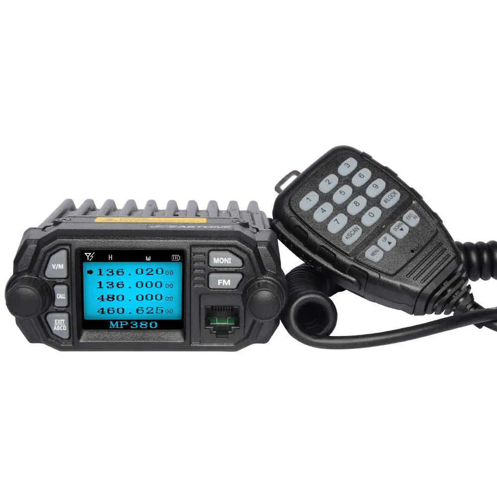 Zastone Мобильная рация MP380 VHF 136-174MHz UHF 400-480MHz 25 W/20 W Двухдиапазонная мини Автомобильная радиостанция двухстороннее радио