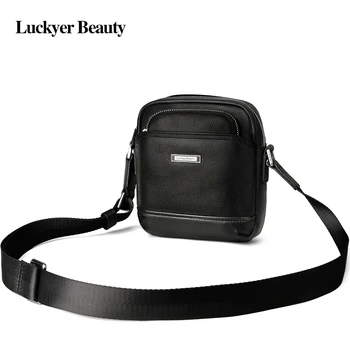 

LUCKYER BEAUTY Genuine Leather Men Bag Mini Shoulder Messenger Bag Famous Brand Crossbody for Male Casual Men's Travel Bags