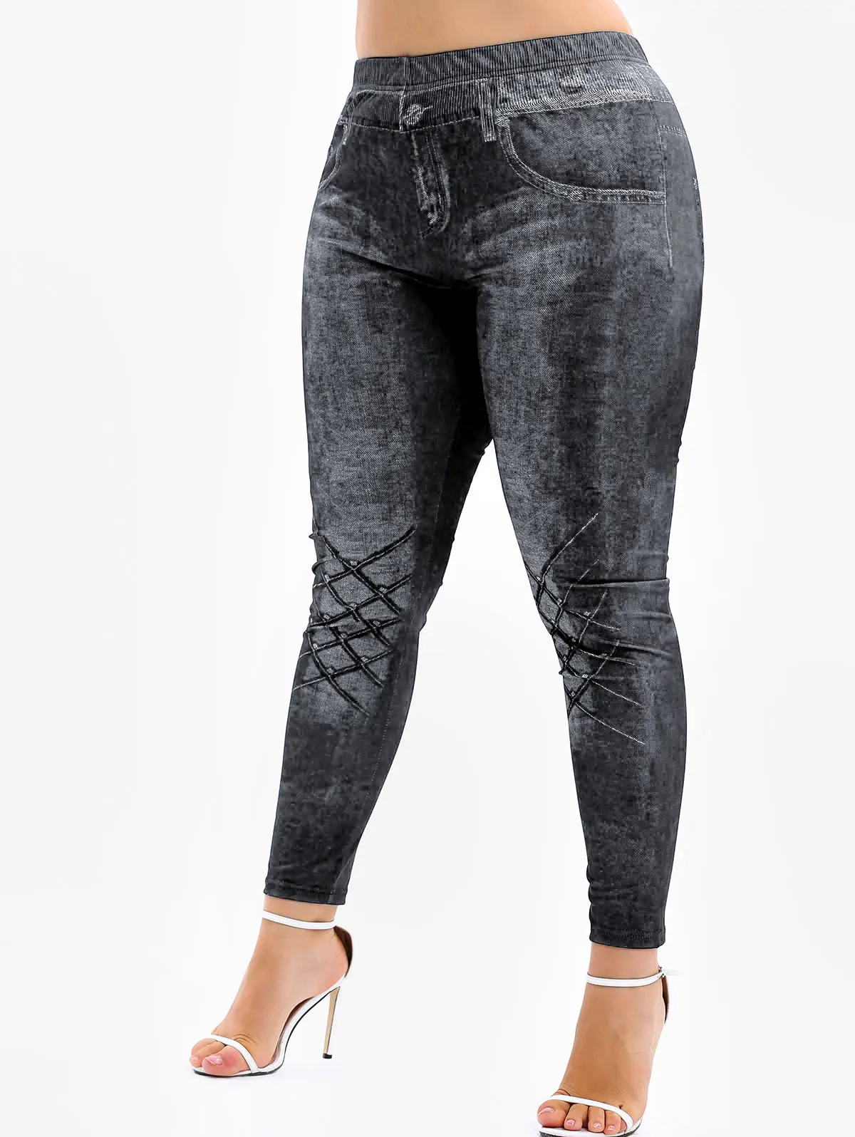 Rosegal размера плюс 3D джинсы с принтом обтягивающие леггинсы с высокой талией женские сексуальные леггинсы для фитнеса с эффектом пуш-ап 5XL штаны большого размера Femme