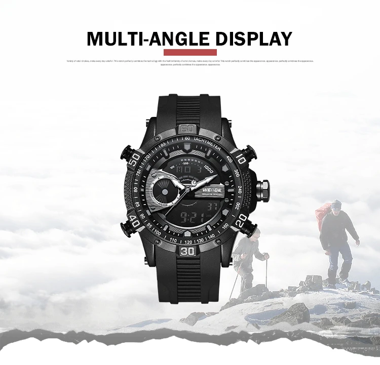 

WEIDE Luxury Brand Silicone strap LCD Watch Sport Men Digital Quartz Watch Man Waterproof Army Alarm Clock Automatic Self-Wind