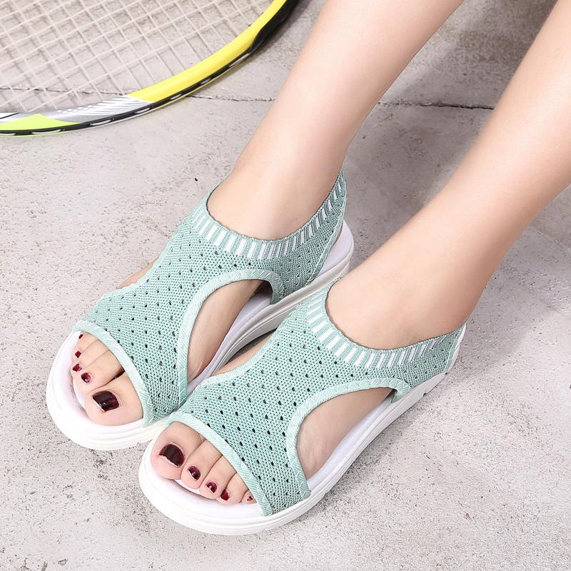 

Weweya Big Size 35-46 Air Mesh Sandals Women Slip On Hole Shoes Woman Open Toe Wedges Platform Sandals Woman Sandalia Feminina