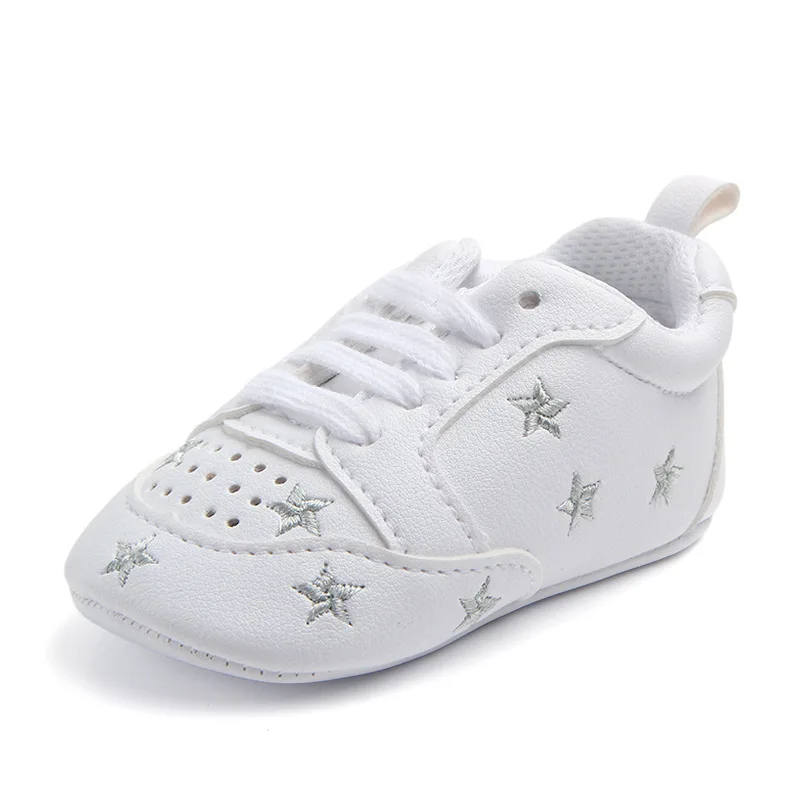 Обувь для новорожденных; обувь для малышей с принтом звезды; обувь для малышей из искусственной кожи на мягкой подошве; кроссовки для маленьких мальчиков и девочек; обувь для малышей - Цвет: E