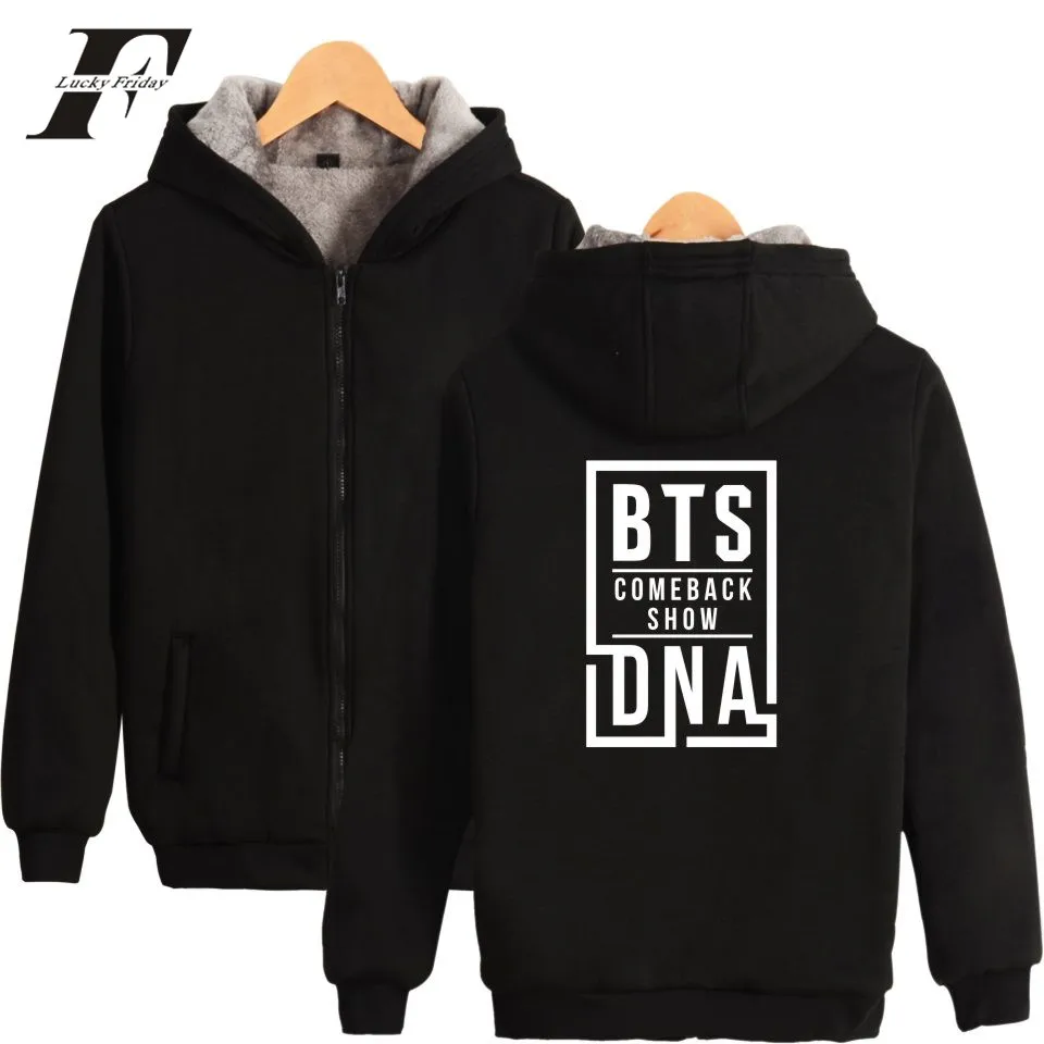 LUCKYFRIDAYF hip hop harajuku Kpop BTS NEW SONG DNA Winter Zipper Thick