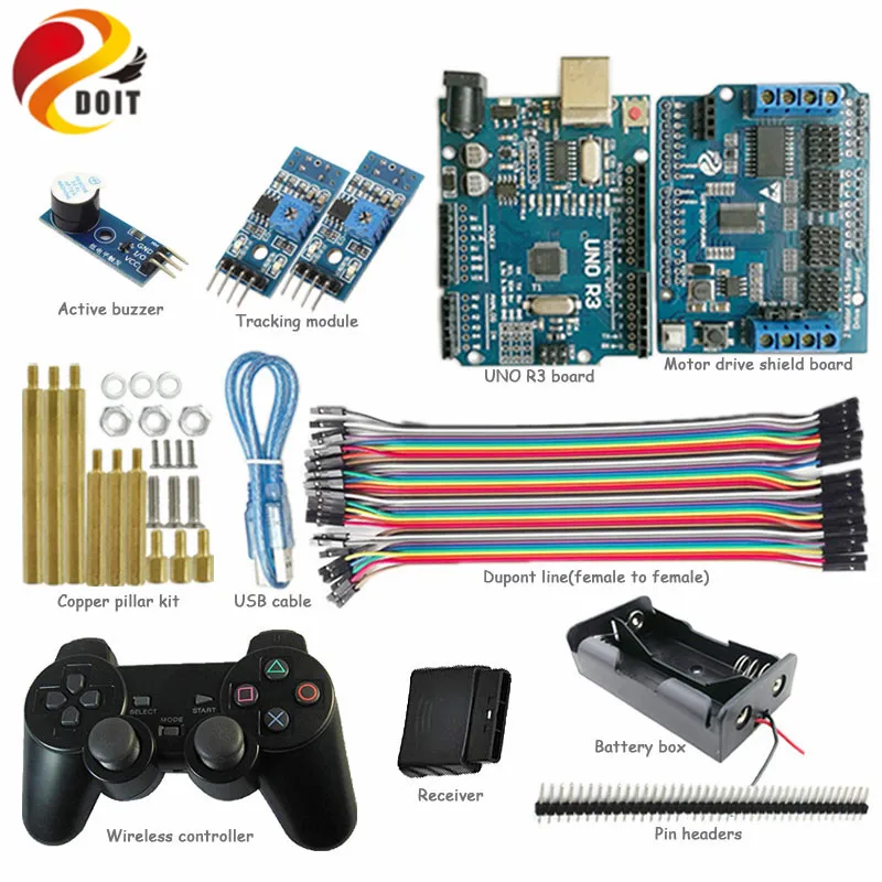 Motor Controller Kit w/ Controller For Arduino+Remote+Motor Driver Board For PS2 