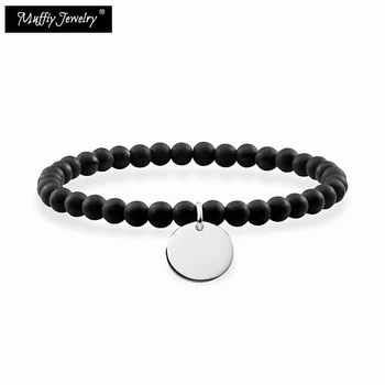 

Matt Obsidian Bead Black Disk Bracelet,Thomas Style Good Trendy Jewelry For Women,2017 Fashion Gift In 925 Sterling Silver