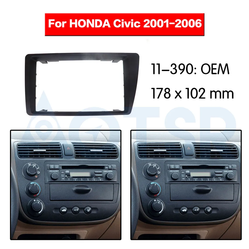 2 din радио фасции для HONDA Civic 2001-2006 стерео аудио панель установка приборной панели комплект рамка адаптер радио подходит левое колесо