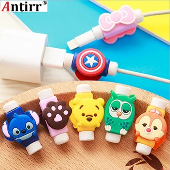 

Cute Cartoon Charger Cable Protector de cabo USB Cable Winder Cover Case For IPhone 4 4s 5 5s 6 6s 7 7 plus 8 X Cable Protect