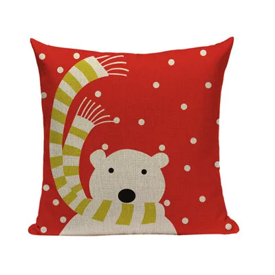 Наволочка для подушки с принтом Санта-Клауса и оленя, декоративные наволочки для подушек в стиле ретро, винтажная квадратная наволочка для подушки с рождественской елкой - Цвет: 1