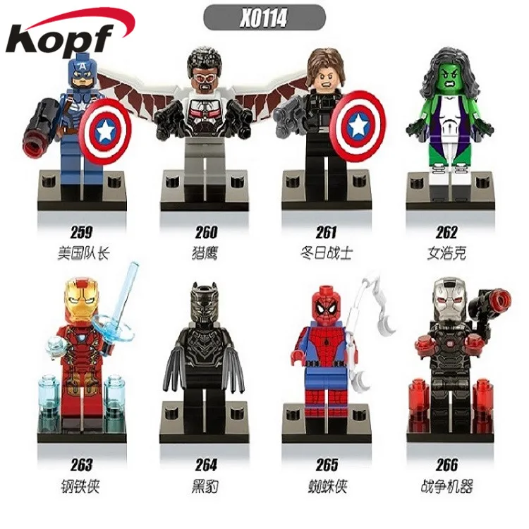 

Single Sale Building Blocks Super Heroes Captain America Soldier Iron Man Batman Bricks Dolls Figures For Children Toys X0114