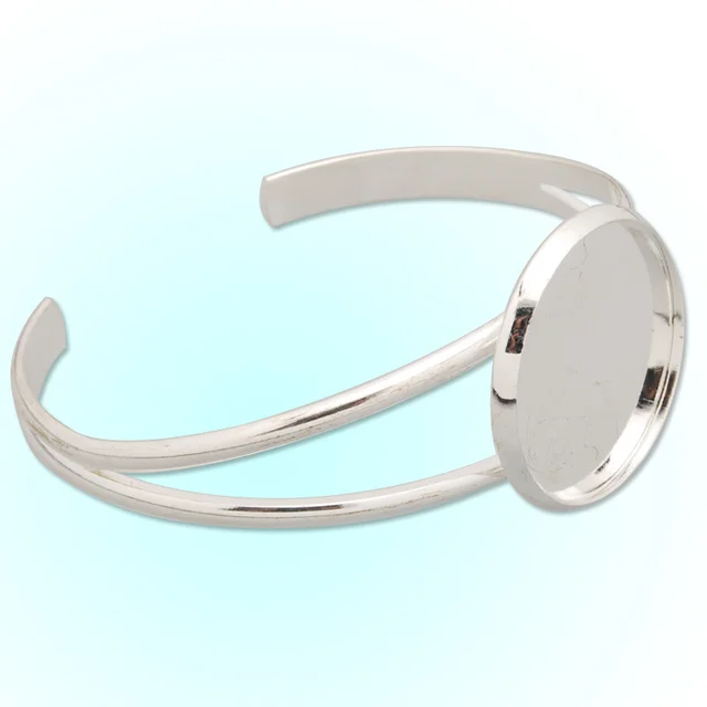 Whole Bracelet With 27 Mm Dia Bezel Adjule Silver Plated Whole Bracelet With 27 Mm Dia Bezel Adjule Silver Plated Metal Cuff Blanks Bangles
