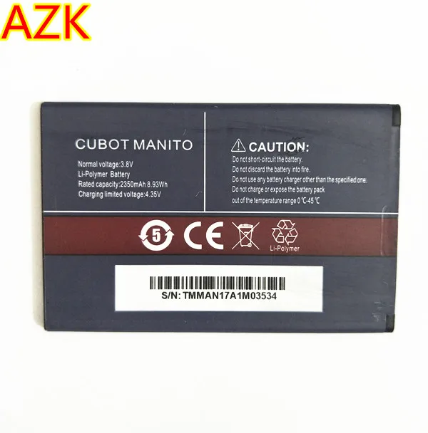 AZK новый CUBOT MANITO Высококачественный аккумулятор 3 8 в 2350 мАч Сменный для смартфона
