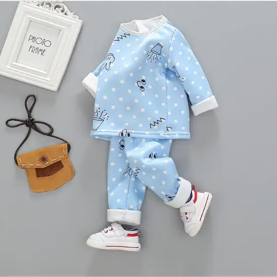 Комплекты одежды для мальчиков и девочек возрастом от 1 года до 4 лет осенне-зимняя теплая длинная пижама с принтом «Джон», пижамы комплекты одежды из 2 предметов
