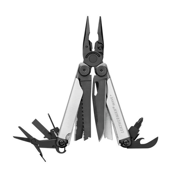 Мультитул LEATHERMAN-Wave Plus с высококачественными сменными кусачками и пружинными ножницами, нержавеющая сталь - Цвет: Black Silver