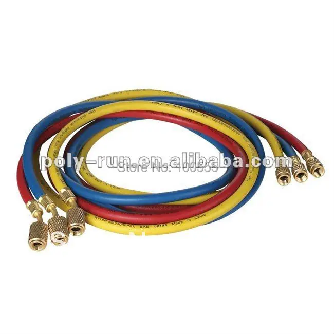 3 color 1/4'' Premium Refrigerant Freon Charging Filling Hose with Anti