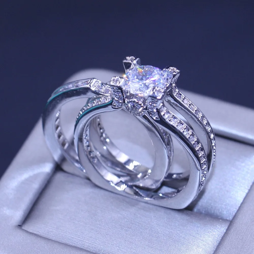 Женское кольцо из серебра 925 пробы с круглым фианитом 5 10 размеров|fashion ring set|ring
