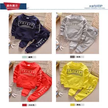 SHOUHOU/Коллекция года, комплект одежды для детей, Весенний костюм из 2 предметов с длинными рукавами и буквенным принтом свитера для мальчиков и девочек+ штаны, комплект одежды из хлопка