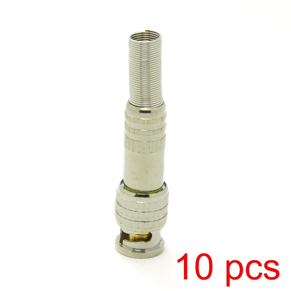 

10x Solderless BNC Male Connector Plug to RG59 Coax Cable Coupler CCTV Adapter
