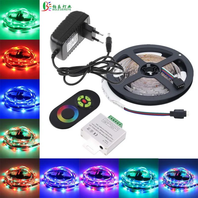 Светодиодная лента RGB 5 м SMD 2835 12 В 60 светодиодов/м не водонепроницаемая гибкая